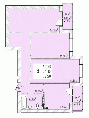 3-комнатная кв.