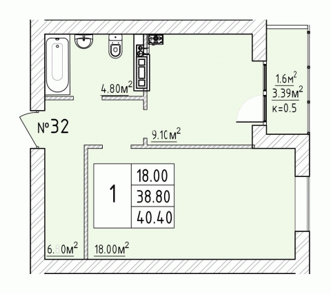 1-комнатная кв.